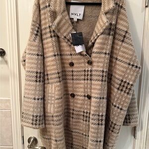 NVLT Women's Checkered Beige Pea Coat